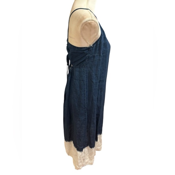 Bella Dahl Blue Denim looking Linen spaghetti strap midi dress | linen sundress - Picture 7 of 8